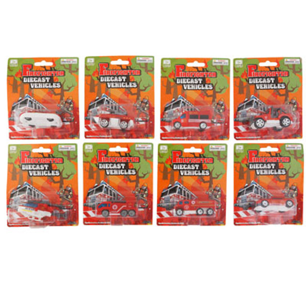VEHICLE DIECAST FIRE BRIGADE 8ASST STYLES BLISTER CARD