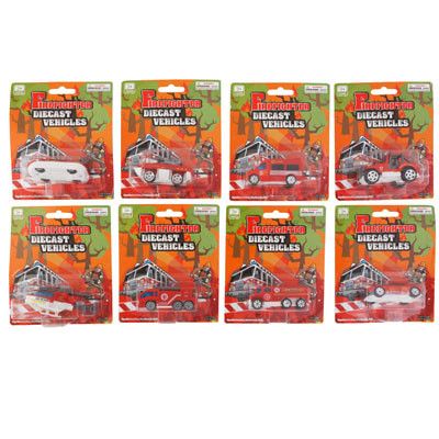 VEHICLE DIECAST FIRE BRIGADE 8ASST STYLES BLISTER CARD