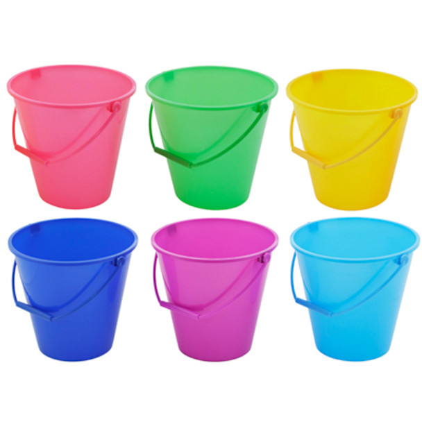 BUCKET W/HANDLE 7X7IN L 6AST SOLID COLORS/UPC LABEL