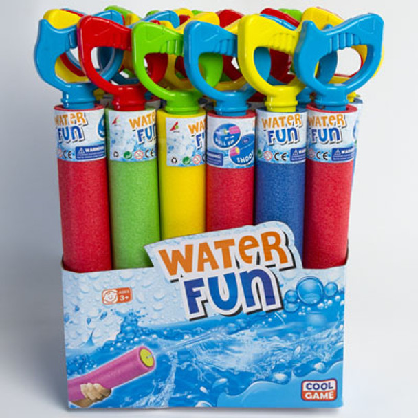 WATER BLASTER FOAM 15.75IN 4ASST COLORS IN 24PC PDQ/LABEL