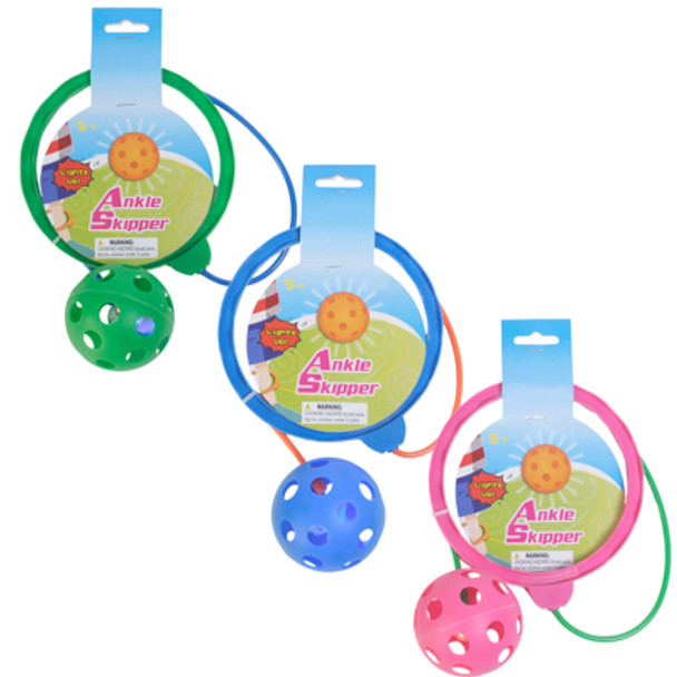 ANKLE SKIPPER LIGHT UP 3AST COLORS W/2.75IN BALL BARBELL W/DROP DOWN