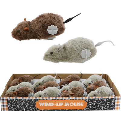 MOUSE WIND-UP FURRY 12-PC 2 ASSORTED COLORS BROWN/GREY 6.75 X 2.5 COUNTER DISPLAY