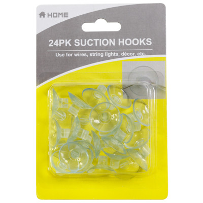 SUCTION CUP HOOKS 24PK FOR WIRES/LIGHTS HOUSEWARES BLISTERCARD