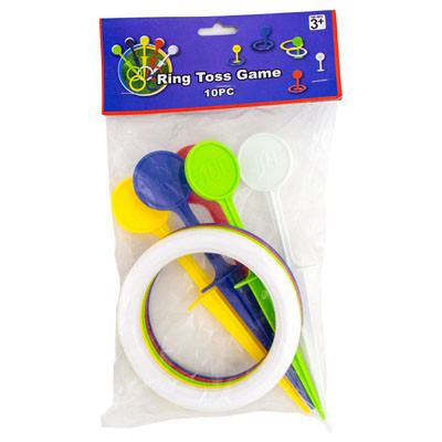 RING TOSS GAME 10PC 5.5IN RINGS/9.5IN STAKES FOR YARD/BEACH PBH5/15/30/50/100 POINT STAKES