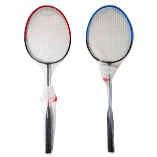 BADMINTON RACKET W/BIRDIE 24.5IN 2-TONE RACKET 2AST CLRS NETBAG W/HANG TAG