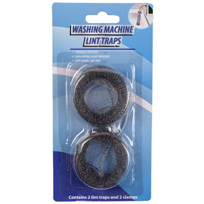 LINT TRAP METAL MESH 2PK W/CABLE TIES CLEANING BLISTER