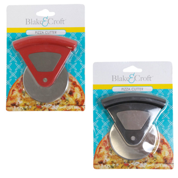 PIZZA CUTTER HANDHELD 2.87IN BLISTERCARD IN 24PC PDQRED/BLACK COLOR
