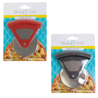 PIZZA CUTTER HANDHELD 2.87IN BLISTERCARD IN 24PC PDQRED/BLACK COLOR