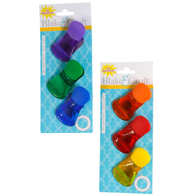 BAG CLIP 3PK MAGNETIC TRANSP TINT W/ COORD THUMB GRIP 2AST/6COLORS KITCHEN CARD