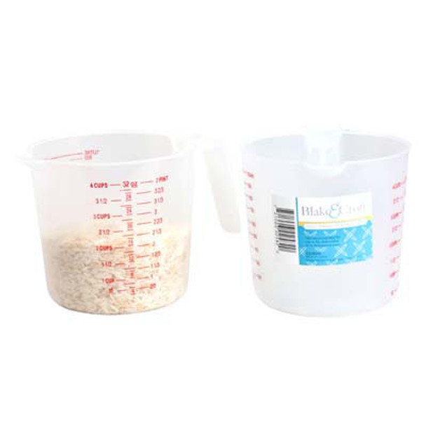 MEASURING CUP 1QT/32OZ PLASTIC W/HANDLE B&C EASY-PEEL LABEL