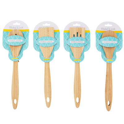 KITCHEN UTENSIL BAMBOO 4AST STYLES 12IN B&C TCD