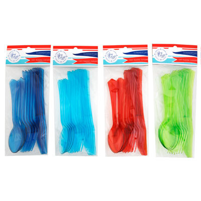 CUTLERY PLASTIC 12CT MIXED 4AST TRANSP SUMMER CLRS/SUMMER PBH