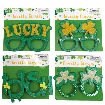 GLASSES NOVELTY ST.PAT 4AST STYLES NO LENS GLITTER FABRIC W/GEMSTIE ON CARD