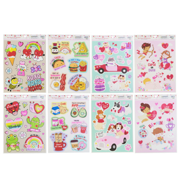 WINDOW CLING VALENTINE 6AST 4C PRINTS 16X11IN VAL PTD HDR