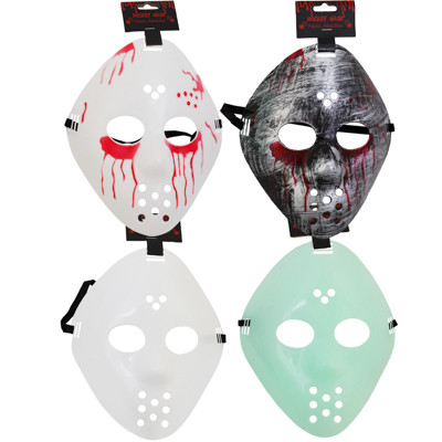 MASK HOCKEY 4AST PLASTIC ADULT SIZE BLOODY ART HEADER