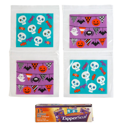 SANDWICH BAGS HALLOWEEN PRINT15CT 6.5 X 5IN 2 PRINTS/BOX