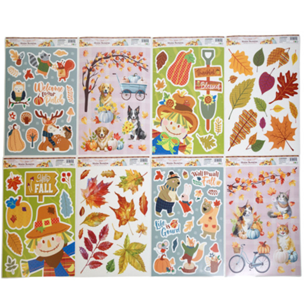 WINDOW CLING HARVEST 8ASST MIXED STYLES 4CLR PRINT