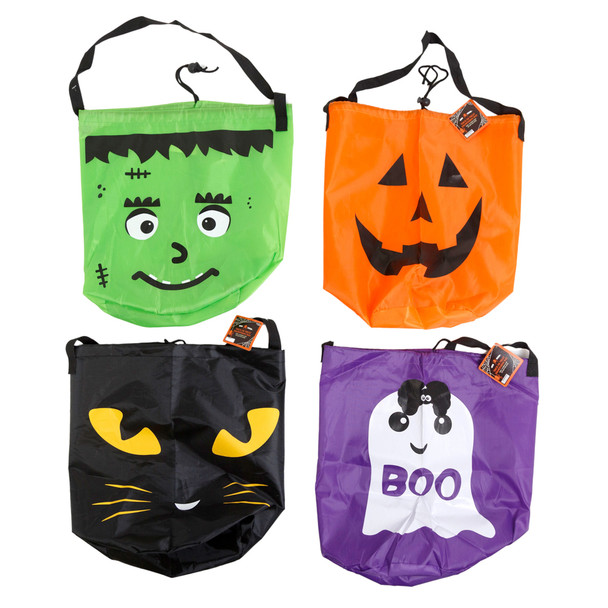 TRICK OR TREAT DRAWSTRING BAG 4ASST PRINTS 13.5 X 8 X13.5IN POLYESTER/HLWN HANGTAG