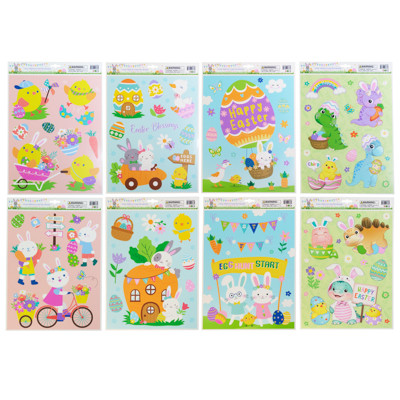 WINDOW CLINGS EASTER 8AST 4C PRINT 11X16IN HDR