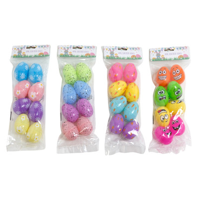 EASTER EGG PRINTED 8PK MED SIZE ASST DESIGNS PB/HDR