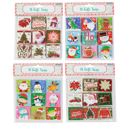 GIFT TAGS 18CT CHRISTMAS 4ASTPOP-OUT HOTSTAMP SELF-ADHESIVE/XMAS PBH