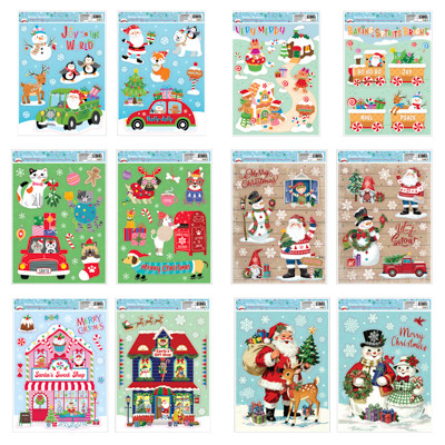 WINDOW CLING CHRISTMAS 12 AST 4C PRINT XM HEADER