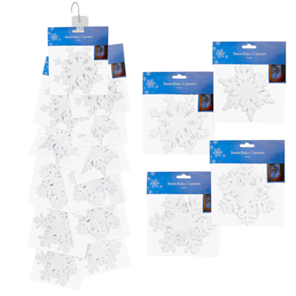SNOWFLAKE CUTOUTS 12PC FELT 4 ASSORTED 14PC W/ADHESIVE 3 SIZES ON MERCH STRIP
