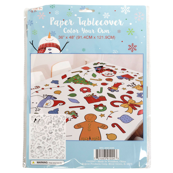 TABLECOVER COLOR YOUR OWN PAPER CHRISTMAS 36X48IN INSERT CARD W/PB
