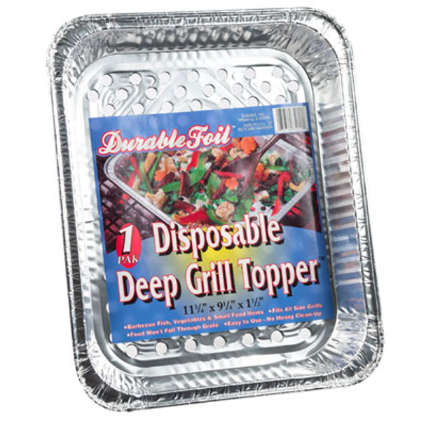 ALUMINUM DEEP GRILL TOPPER 11.75 X 9.25 X 1.5 DISPOSABLE SHIPPER MADE IN USA