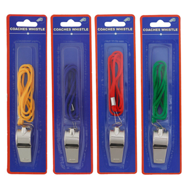 COACH WHISTLE METAL TRADITIONAL STYLE W/4AST COLOR CORD BLC