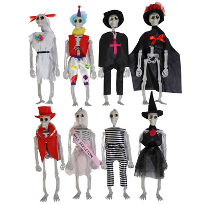 SKELETON HANGING DECOR 8AST DRESSED UP 13INL HLWN/HT
