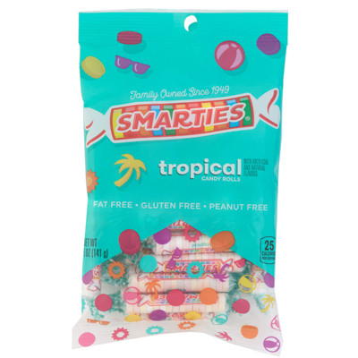 SMARTIES TROPICAL CANDY 5 OZ PG BAG NO AMAZON SALES