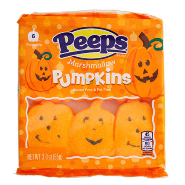 PEEPS 6CT HALLOWEEN MARSHMALLOW PUMPKINS 3 OZ IN COUNTER DISPLAY