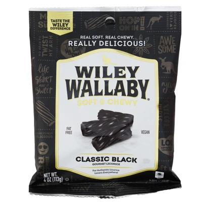 LICORICE WILEY WALLABY BLACK 4 OZ PEG BAG NO AMAZON SALES