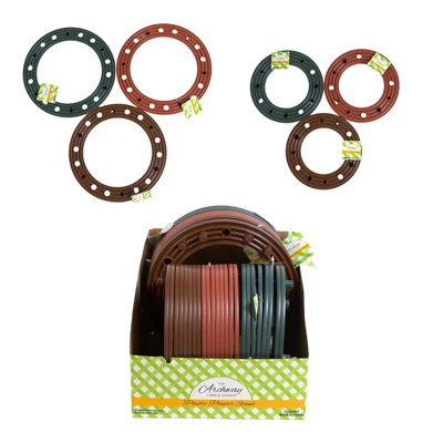 PLANTER STANDS PLASTIC SINGLE 10IN & 2PK 8IN 3 ASST COLORS IN 36PC PDQ