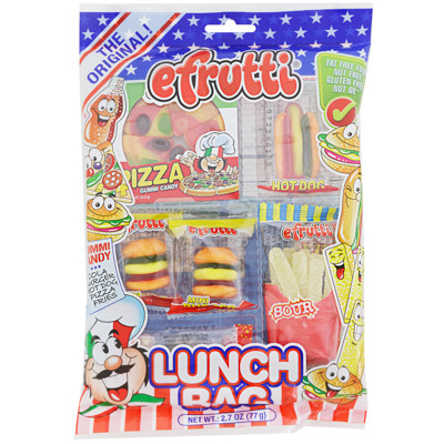 EFRUTTI LUNCH BAG GUMMI CANDY 2.7-OZ PEG BAG COUNTER DISPLAY