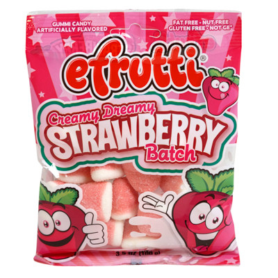 EFRUTTI CREAMY DREAMY STRAWBERRIES GUMMY CANDY 3.5-OZ PEG BAG COUNTER DISPLAY