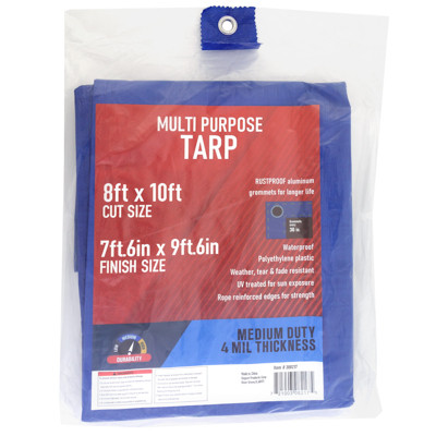TARP 7.6X9.6 BLUE 4MIL WEATHER RESISTANT IN PDQ