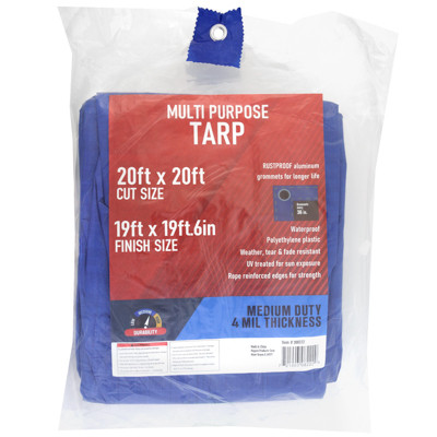 TARP 19X19.6 BLUE 4MIL WEATHER RESISTANT IN PDQ
