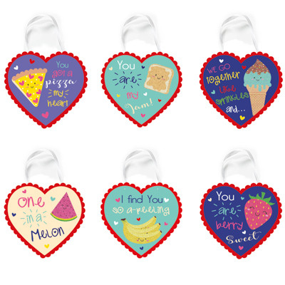 HANGING DECOR VALENTINE HEART WALL PLAQUE  6AST FUN FOOD DESIGNS W/GLITTER MDF 11.8X11IN COMPLY/LABEL