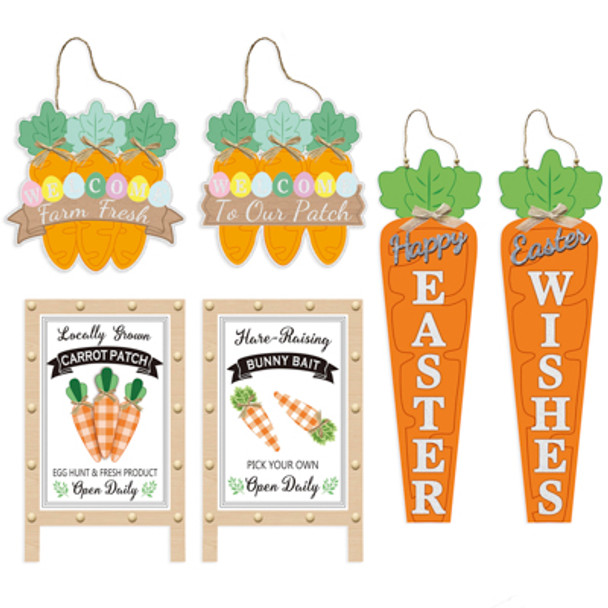 EASTER CARROT DECOR MDF HANGING & TABLE 6AST EMBELLISHED EASTER CARROT DECOR MDF HANGING & TABLE 6AST EMBELLISHED