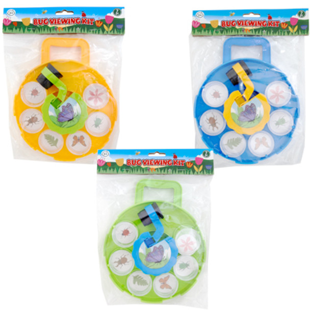 BUG VIEWING KIT 7PC W/6 "PETRIE" DISHES FOLD DOWN SCOPE & CARRY TRAY 3AST COLORS PBH