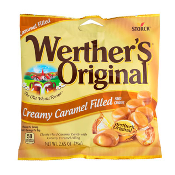 WERTHER'S ORIGINAL CREAMY CARAMEL FILLED 2.65 OZ PEG BAG