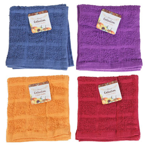 KITCHEN DISH CLOTH 2PK HARVEST 4ASST COLORS PEGGABLE