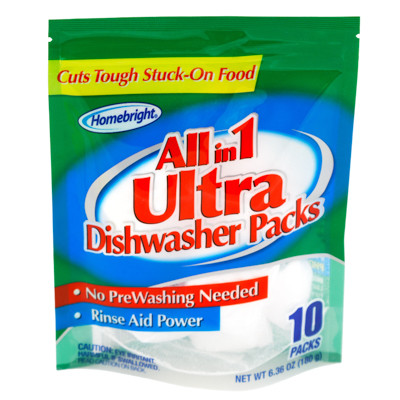 DISHWASHER 10CT PACKS ALL IN 1 ULTRA HOMEBRIGHT