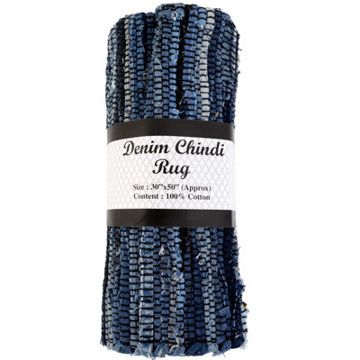 DENIM CHINDI RUG 30IN X 50IN
