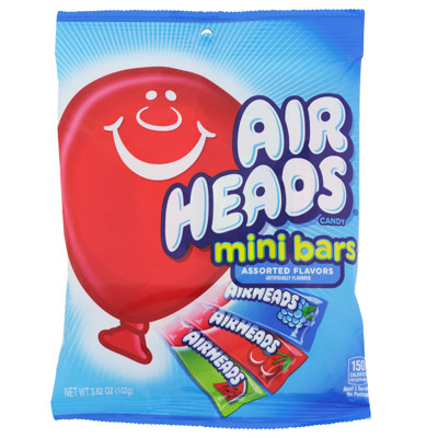 AIRHEADS MINI BARS ASSORTED 3.6 OZ PEG BAG