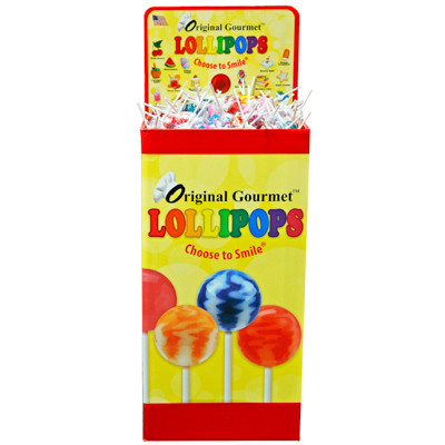 LOLLIPOP ORIGINAL GOURMET 480PC 12 ASSORTED FLAVORS BIN FLOOR DISPLAY