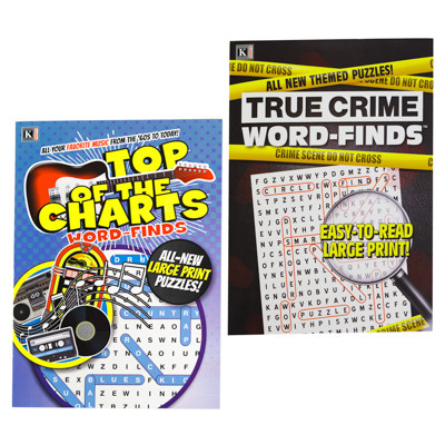 WORD FIND THEMED 80PG TRUE CRIME AND TOP OF THE CHARTS 2 VOL PER CS PDQ