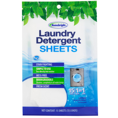 LAUNDRY DETERGENT 15CT SHEETS 24PC PDQ HOME BRIGHT